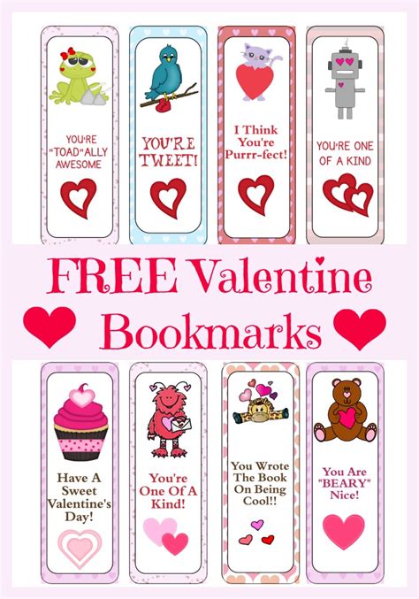 Valentine S Day Bookmarks Printable